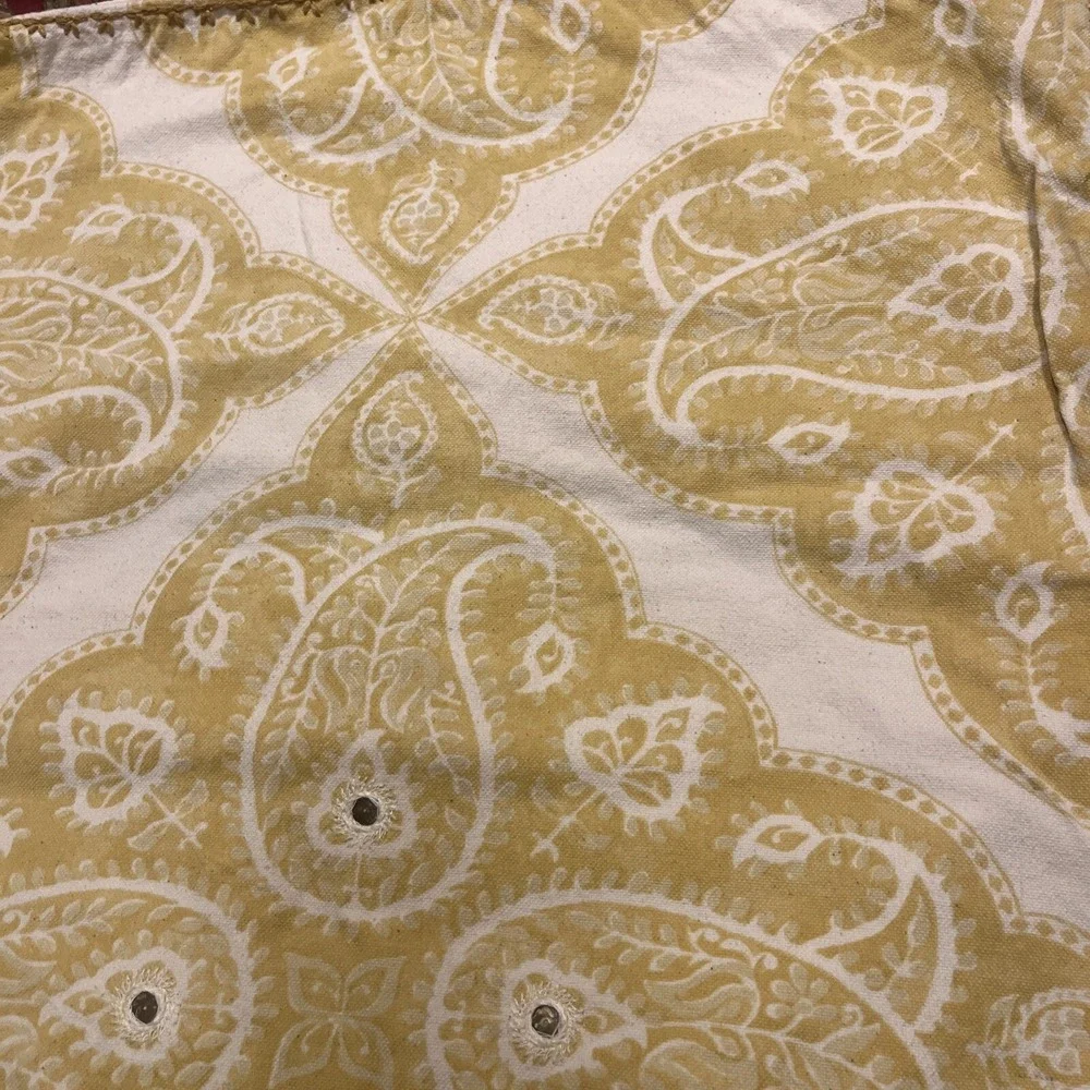 Pottery Barn Yellow Paisley Cotton Pillow Cover 24x24 Square Sham Boho